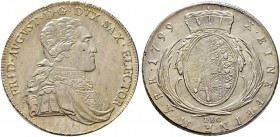 Sachsen-Albertinische Linie. Friedrich August III. 1763-1806 
Konventionstaler 1799 -Dresden-. IEC. Kahnt (Sachsen) 1089, Buck 211a, Thun 289. beidse...