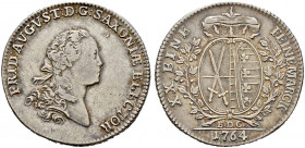 Sachsen-Albertinische Linie. Friedrich August III. 1763-1806 
2/3 Taler (= 1/2 Konventionstaler) 1764 -Dresden-. Kahnt (Sachsen) 1101, Slg. Mers. 191...