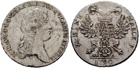 Sachsen-Albertinische Linie. Friedrich August III. 1763-1806 
Konventionstaler 1790 -Dresden-. Auf das Vikariat. Kahnt (Sachsen) 1154, Buck 174, Schn...