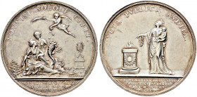 Sachsen-Albertinische Linie. Friedrich August III. 1763-1806. Silbermedaille 1797 von K.W. Höckner, auf die Geburt seines Neffen, des Kurprinzen Fried...