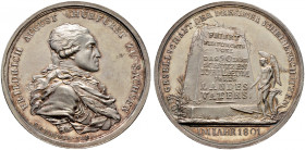 Sachsen-Albertinische Linie. Friedrich August III. 1763-1806. Silbermedaille 1801 von C.J. Krüger, auf sein 50-jähriges Schützenjubiläum - gewidmet vo...
