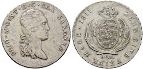 Sachsen-Albertinische Linie. Friedrich August I. 1806-1827 
Konventionstaler 1811 -Dresden-. SGH. Kahnt (Sachsen) 1204, AKS 12, J. 12, Thun 292, Kahn...