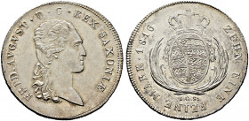 Sachsen-Albertinische Linie. Friedrich August I. 1806-1827 
Konventionstaler 1816 -Dresden-. Überprägt und neu gerändelt, deshalb hier mit Fragmenten...