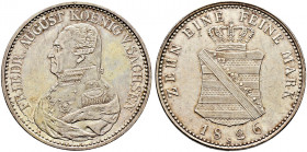 Sachsen-Albertinische Linie. Friedrich August I. 1806-1827 
Konventionstaler 1826 -Dresden-. Kahnt (Sachsen) 1223, AKS 30, J. 41, Thun 303, Kahnt 427...