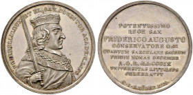 Sachsen-Albertinische Linie. Friedrich August I. 1806-1827. Silbermedaille 1809 von C.J. Krüger, auf die 400-Jahrfeier der Universität LEIPZIG 
Brust...