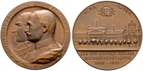 Sachsen-Albertinische Linie. Friedrich August III. 1904-1918 
Bronzemedaille 1909 von Mayer und Wilhelm, auf die 500-Jahrfeier der Universität LEIPZI...