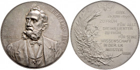 Sachsen-Dresden, Stadt. 
Mattierte Silbermedaille 1890 von A. Scharff, auf den Tod des Dresdener Numismatikers Albert Erbstein am 25. Juni. Dessen Br...