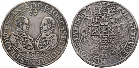 Sachsen-Alt-Gotha (Coburg-Eisenach). Johann Casimir und Johann Ernst 1572-1633 
Taler 1580 -Saalfeld-. KOR 10.1, Slg. Mers. -, Schnee 170, Dav. 9756,...