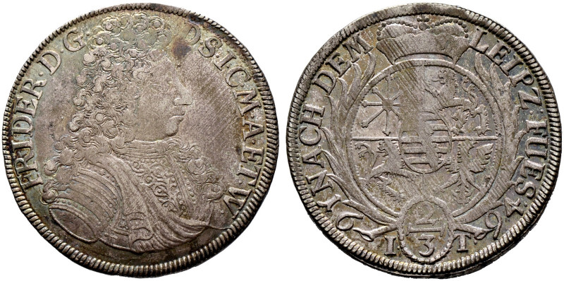 Sachsen-Gotha-Altenburg. Friedrich II. 1691-1732 
Gulden zu 2/3 Taler 1694 -Got...