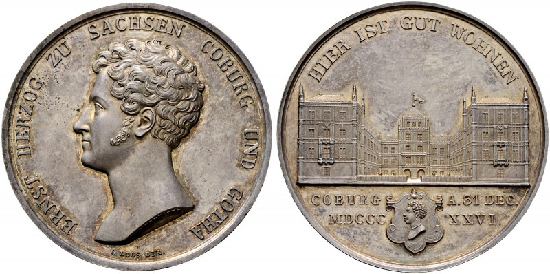 Sachsen-Coburg-Gotha. Ernst I. 1826-1844 
Silbermedaille 1826 von Chr. Pfeuffer...
