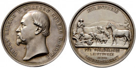 Sachsen-Coburg-Gotha. Ernst II. 1844-1893 
Silberne Prämienmedaille o.J. (ab 1880) von F. Helfricht. Ehrenpreis für aner­kennenswerte Leistungen in d...