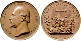 Sachsen-Coburg-Gotha. Ernst II. 1844-1893 
Bronzeabschlag der Prämienmedaille o.J. von H. Strobel, für Kunst und Wissenschaft. Kopf nach links / Stra...
