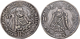 Sachsen-Alt-Weimar. Friedrich Wilhelm und Johann 1573-1602 
Taler 1582 -Saalfeld. Koppe 30b, Slg. Mers. 3742, Schnee 238, Dav. 9770. feine Patina, se...