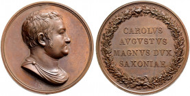 Sachsen-Weimar-Eisenach. Carl August 1775-1828 
Bronzene Zivilverdienstmedaille o.J. (1816-1822) von B. Andrieu. Drapiertes Brustbild nach rechts / V...