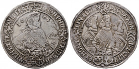 Sachsen-Altenburg. Johann Philipp und seine drei Brüder 1603-1625 
Taler 1624 -Saalfeld-. Kernb. 6.2b, Slg. Mers. 4169, Schnee 278, Dav. 7371. feine ...