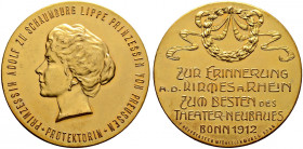 Schaumburg-Lippe. Georg 1893-1911 
Vergoldete Bronzemedaille 1912 von Hofstätter, auf den Kirmes am Rhein zu Gunsten des Neubaus des Theaters in Bonn...