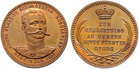Schwarzburg-Rudolstadt. Georg Albert 1869-1890 
Bronzemedaille 1890 unsigniert, auf seinen Tod. Brustbild in Uniform fast von vorn / Fünf Zeilen Schr...