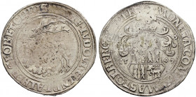 Stolberg. Wolfgang, Ludwig II., Heinrich XXI., Albrecht Georg und Christoph I. 1538-1552 
Taler 1547 -Stolberg-. Hirsch nach links schreitend / Behel...