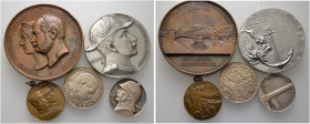 5 Stücke: BRANDENBURG-PREUSSEN. Dabei große Bronzemedaille 1870 von Wiener, auf die Eröffnung der Eisenbahnbrücke über den Rhein bei Düsseldorf (70 mm...