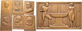 7 Stücke: Bronzeplaketten der STUTTGARTer Metallwarenfabrik MAYER & WILHELM. Dabei 1900 auf den Tod des Philosophen Friedrich Nietzsche (einseitig, 38...