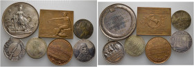 7 Stücke: Dabei REGENSBURG, Bronzemedaille 1849 auf die Industrieausstellung (40 mm); KÖLN; versilberte Bronzemedaille 1890 auf die Allgemeine Ausstel...