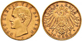 Reichsgoldmünzen. BAYERN 
Otto 1886-1913. 10 Mark 1896 D. J. 199. minimale Kratzer, sehr schön-vorzüglich