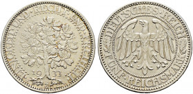 Weimarer Republik.
5 Reichsmark 1933 J. Eichbaum. J. 331. das seltenste Stück aus der ganzen Serie, minimale Randfehler, sehr schön-vorzüglich

ZUR...