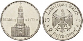 Drittes Reich. 
2 Reichsmark 1934 F. Garnisonskirche mit Datum. J. 355. Polierte Platte-leicht berührt