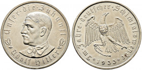 Drittes Reich. 
Mattierte Silbermedaille 1933 von O. Gloeckler (unsigniert), auf die Machtergreifung. Ein weiteres Exemplar. Colbert-H. 30. 36 mm, 21...
