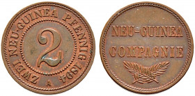 Nebengebiete. DEUTSCH-NEUGUINEA 
2 Neu-Guinea-Pfennig 1894 A. J. 702. vorzüglich