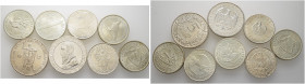 LOTS. 
8 Stücke: WEIMARER REPUBLIK-Gedenkmünzen. Dabei 5 RM 1925 G Rheinlande, 5 RM 1927 F Uni Tübingen, 3 RM 1929 E Meissen, 3 RM 1929 J Lessing, 3 ...