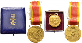 Deutschland. Baden 
Tragbare Friedrich-Luisen-Medaille (verliehen 1906-1918) von R. Mayer. Die Brustbilder des Großherzogs- paares nach rechts / Gekr...