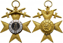 Deutschland. Bayern 
Militärverdienstkreuz des MVO, 3. Form, 1. Klasse mit Schwertern (verliehen 1913-1918). Buntmetall- vergoldet. Auf der Rückseite...