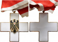 Deutschland. Drittes Reich 
Ehrenzeichen des Deutschen Roten Kreuzes, Kreuz 1. Klasse 1934-1937 Halsdekoration 2. Form. Bronze-vergoldet und Emaille....