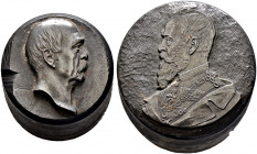 Lot (2 Stücke): Eisenstempel (Patritzen) für die Herstellung einer Medaille auf Luitpold von Bayern (35 mm, 28 mm hoch, 241,5 g) sowie auf den Reichsk...