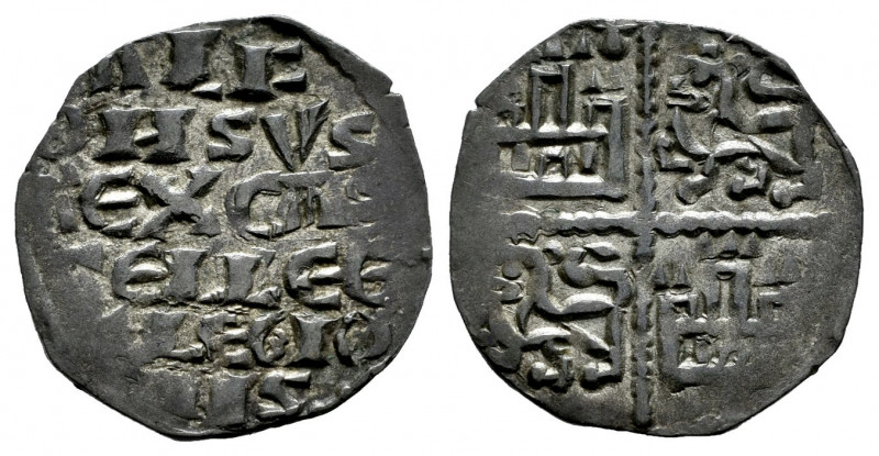 Kingdom of Castille and Leon. Alfonso X (1252-1284). "Dinero de seis lineas". Co...