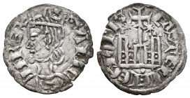 Kingdom of Castille and Leon. Alfonso XI (1312-1350). Cornado. (Bautista-unlisted). Ve. 0,68 g. Two stars on the sides and point under the castle. Cho...