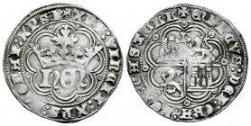 Kingdom of Castille and Leon. Henry IV (1399-1413). 1 real. Burgos. (Bautista-900 var). Anv.: + XPS : VINCIT : XPS : REGNAT : XPS : R. Rev.: + ENRICVS...