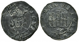 Kingdom of Castille and Leon. Henry IV (1399-1413). Cuartillo. Ávila. (Bautista-998 var). Ve. 2,01 g. Countermark: Tower, obverse. Choice VF. Est...70...
