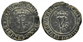 Catholic Kings (1474-1504). Blanca. Burgos. (Cal-53 var). Anv.: + FERNANDVS : ET ✶ hELISABET ◦ DG (parsley). Rev.: + RE : ET : REGINA : CAST : LEGIO :...