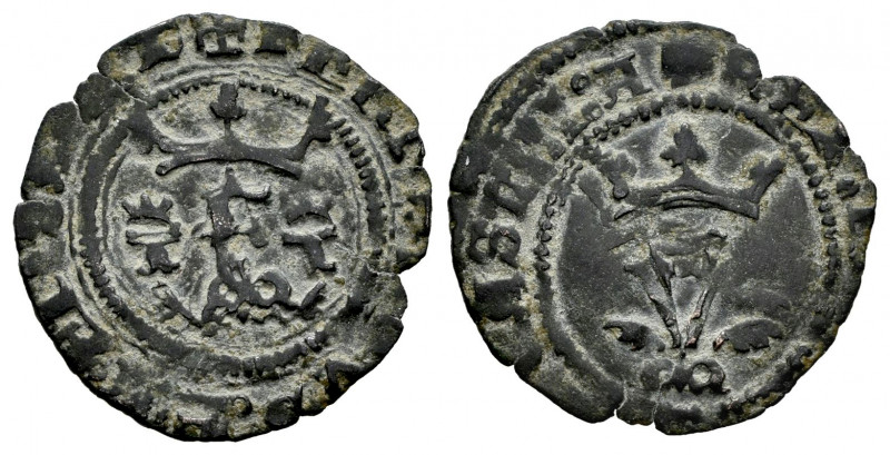 Catholic Kings (1474-1504). Blanca. Toledo. (Cal-53 var). Anv.: F crowned betwee...