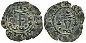 Catholic Kings (1474-1504). Blanca. Toledo. (Cal-53 var). Anv.: F crowned between M - T acoted by roundels. Rev.: Y crowned acoted parsley on roels. A...