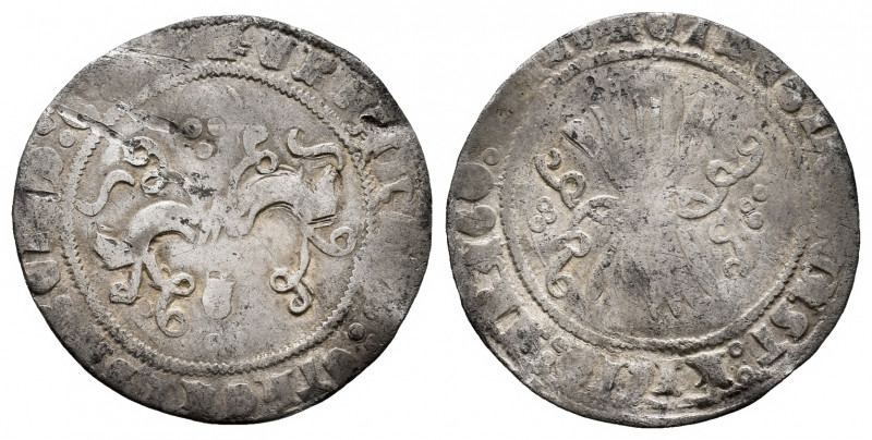 Catholic Kings (1474-1504). 1/2 real. Granada. (Cal-219). Ag. 1,49 g. Scratch on...