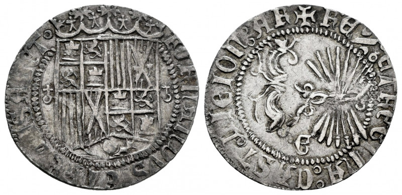 Catholic Kings (1474-1504). 1 real. Granada. (Cal-362). Ag. 2,65 g. Shield betwe...