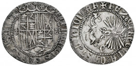 Catholic Kings (1474-1504). 1 real. Granada. (Cal-362). Ag. 2,65 g. Shield between cruciferous globe. Mintmark G. Choice VF/VF. Est...90,00. 

Spani...