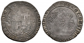 Catholic Kings (1474-1504). 1 real. Sevilla. (Cal-422). Ag. 3,30 g. Stars on both sides of the shield. S on reverse. Scratches. Choice F. Est...35,00....