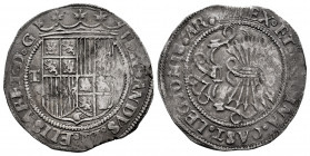 Catholic Kings (1474-1504). 1 real. Toledo. (Cal-461). Ag. 3,40 g. T a izquierda del escudo. VF. Est...70,00. 

Spanish Description: Fernando e Isab...