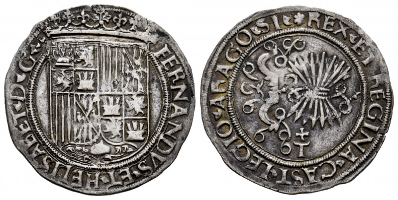 Catholic Kings (1474-1504). 1 real. Toledo. (Cal-462). Ag. 3,30 g. With T surmou...