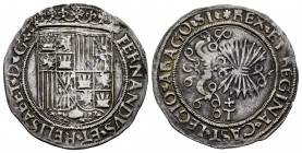 Catholic Kings (1474-1504). 1 real. Toledo. (Cal-462). Ag. 3,30 g. With T surmounted by cross on reverse. A good sample. Choice VF. Est...150,00. 

...