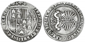 Catholic Kings (1474-1504). 1 real. Toledo. (Cal-465). Ag. 3,08 g. Shield between pelleted cross and T. VF. Est...60,00. 

Spanish Description: Fern...